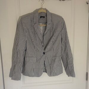 Willi Smith Black and White Pinstripe Single-Button Blazer